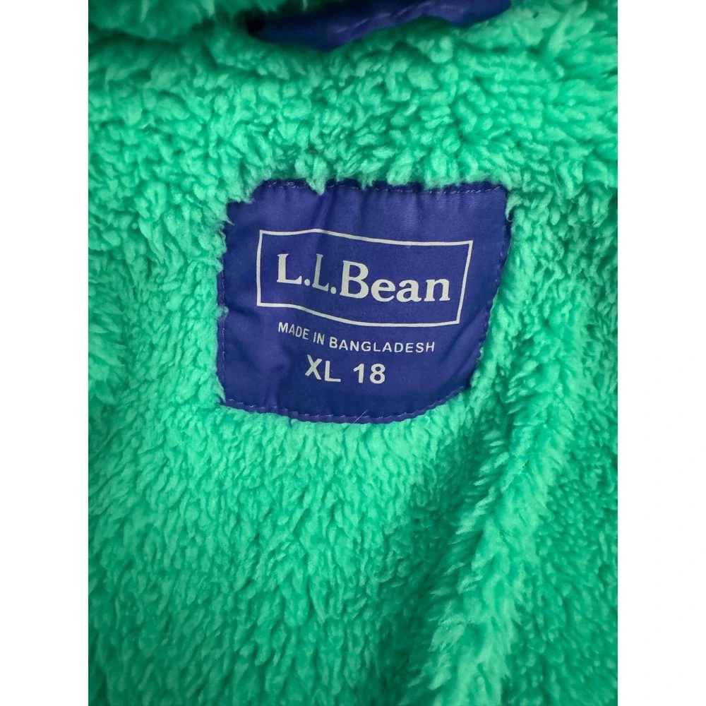 L.L. Bean Kids XL 18 DownTek‎ Hooded Puffer Jacket Fleece Lined Purple 505067